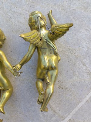 Antique Golden Ceramic Putti, 1800s, Set of 2-ZFY-1760974