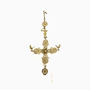 Antique Golden Metal Crucifix-OLY-590764