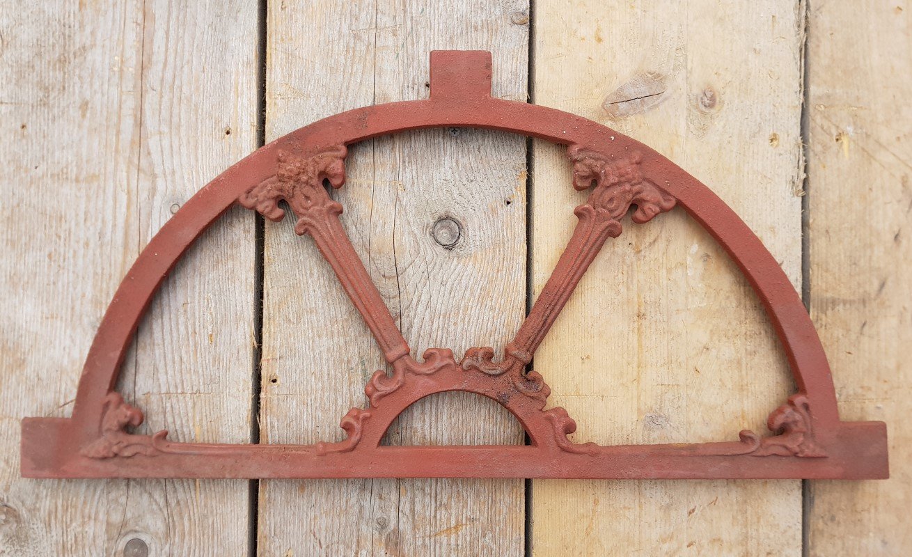 Antique Gothic Half-Round Cast Iron Window Frame