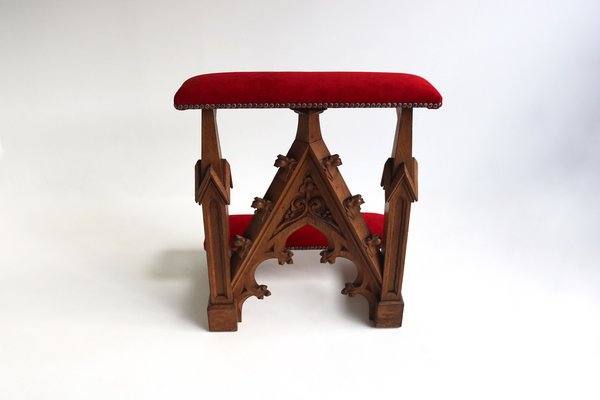 Antique Gothic Revival Prayer Bench Kneeler Stool, France, 1900s-OKN-2041057