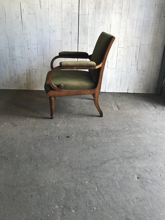 Antique Green Fabric Upholstered Armchair