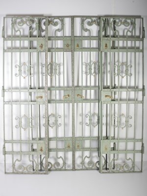 Antique Green Iron Wrought Double Doors, 1880s, Set of 2-IND-1407518