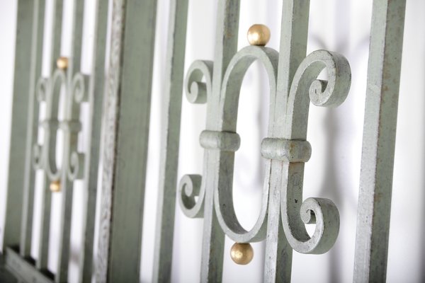 Antique Green Iron Wrought Double Doors, 1880s, Set of 2-IND-1407518