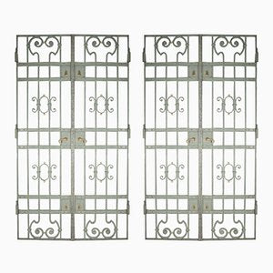 Antique Green Iron Wrought Double Doors, 1880s, Set of 2-IND-1407518