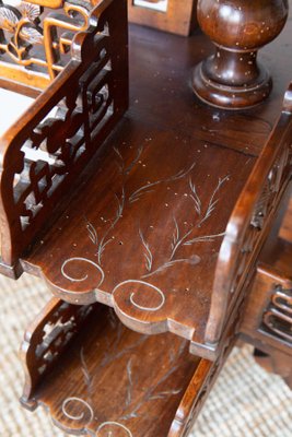 Antique Gueridon Bookcase Table in Mahogany and Onyx-JWI-1347613