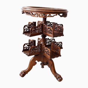 Antique Gueridon Bookcase Table in Mahogany and Onyx-JWI-1347613