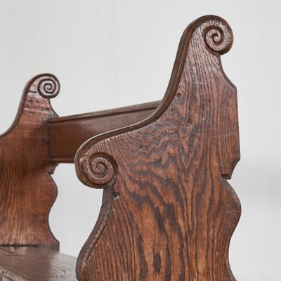 Antique Hall Bench in Carved Oak, 19th Century-LPQ-1757605