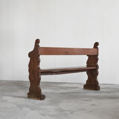 Antique Hall Bench in Carved Oak, 19th Century-LPQ-1757605