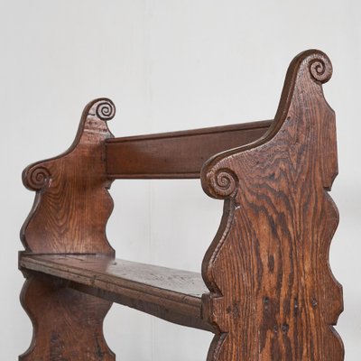 Antique Hall Bench in Carved Oak, 19th Century-LPQ-1757605