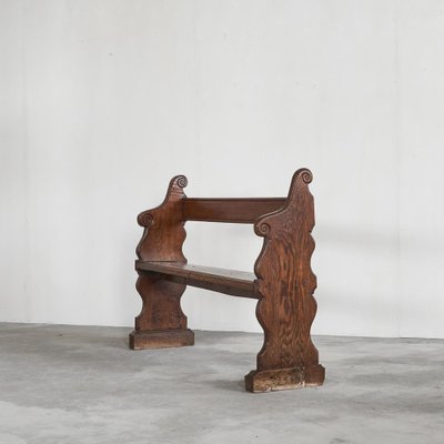 Antique Hall Bench in Carved Oak, 19th Century-LPQ-1757605