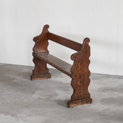 Antique Hall Bench in Carved Oak, 19th Century-LPQ-1757605