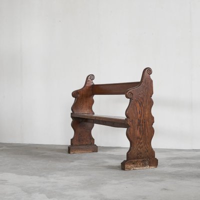 Antique Hall Bench in Carved Oak, 19th Century-LPQ-1757605