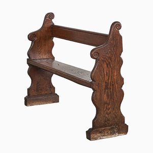 Antique Hall Bench in Carved Oak, 19th Century-LPQ-1757605