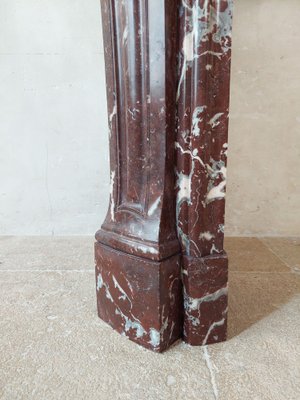 Antique Hand-Carved Trois Coquilles Mantelpiece in Red Marble-TDA-1801289