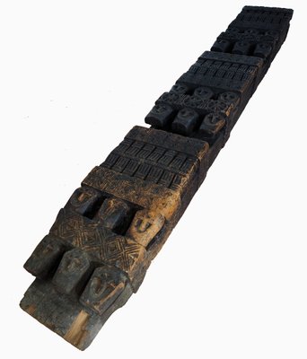 Antique Hand-Carved Wooden Pillar Column, Afghanistan / Pakistan, 1890s-UZN-1389266