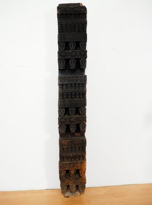 Antique Hand-Carved Wooden Pillar Column, Afghanistan / Pakistan, 1890s-UZN-1389266