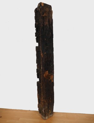 Antique Hand-Carved Wooden Pillar Column, Afghanistan / Pakistan, 1890s-UZN-1389266