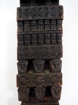 Antique Hand-Carved Wooden Pillar Column, Afghanistan / Pakistan, 1890s-UZN-1389266