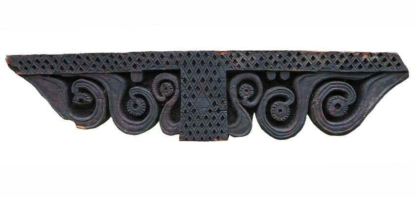 Antique Hand-Carved Wooden Pillar Column Capital, Afghanistan, 1890s-UZN-1407573