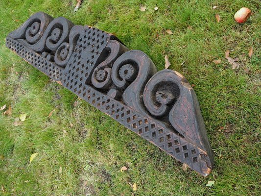 Antique Hand-Carved Wooden Pillar Column Capital, Afghanistan, 1890s-UZN-1407573