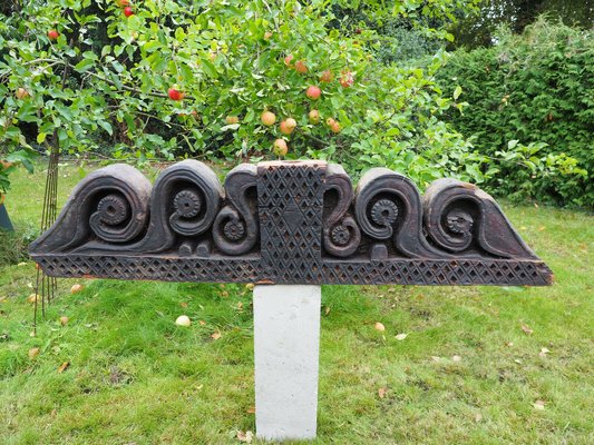 Antique Hand-Carved Wooden Pillar Column Capital, Afghanistan, 1890s-UZN-1407573