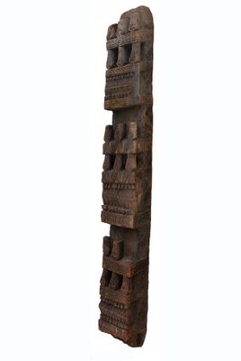 Antique Hand-Carved Wooden Pillar Column, Nuristan, Afghanistan, 1890s-UZN-1408419