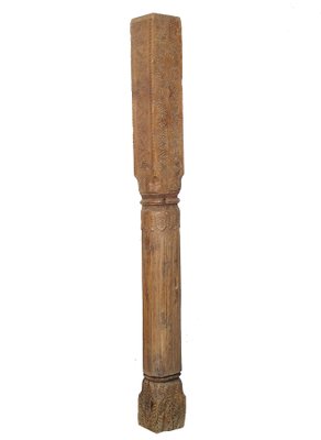 Antique Hand-Carved Wooden Pillar Column, Swat Valley Pakistan, 1890s-UZN-1407579