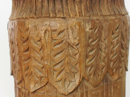 Antique Hand-Carved Wooden Pillar Column, Swat Valley Pakistan, 1890s-UZN-1407579