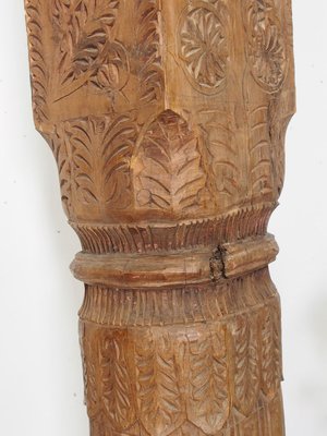 Antique Hand-Carved Wooden Pillar Column, Swat Valley Pakistan, 1890s-UZN-1407579