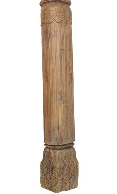 Antique Hand-Carved Wooden Pillar Column, Swat Valley Pakistan, 1890s-UZN-1407579