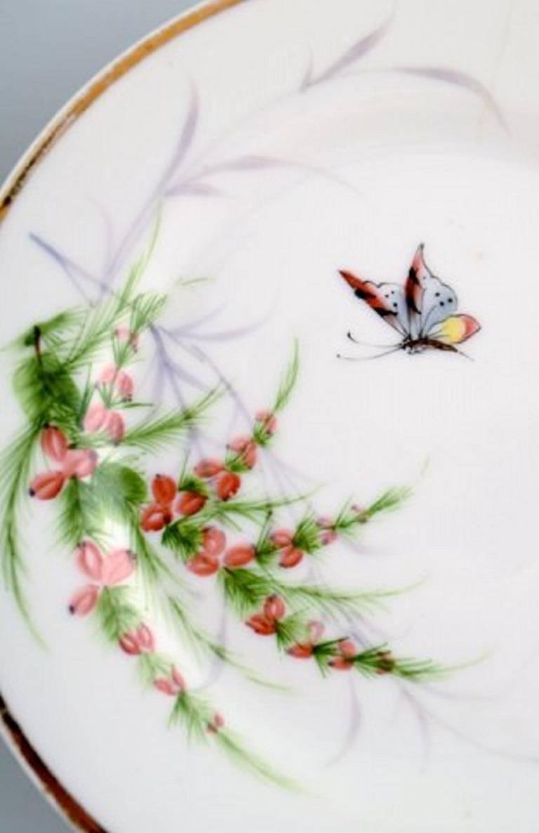 Antique Hand-Painted Butterfly & Insect Plates from Bing & Grøndahl, Set of 2