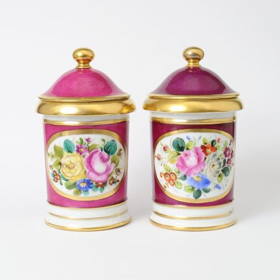 Antique Hand-Painted Paris Porcelain Jars, Set of 2-IXK-887739