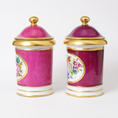 Antique Hand-Painted Paris Porcelain Jars, Set of 2-IXK-887739