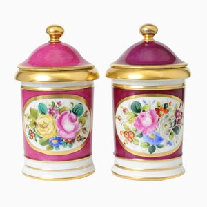 Antique Hand-Painted Paris Porcelain Jars, Set of 2-IXK-887739