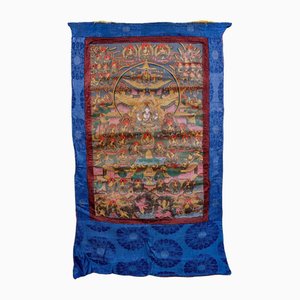 Antique Hand Painted Tanka Tapestry, India-QKG-2035272