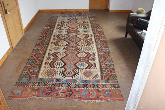 Antique Hand Woven Anatolian Multi Colored Kilim Rug