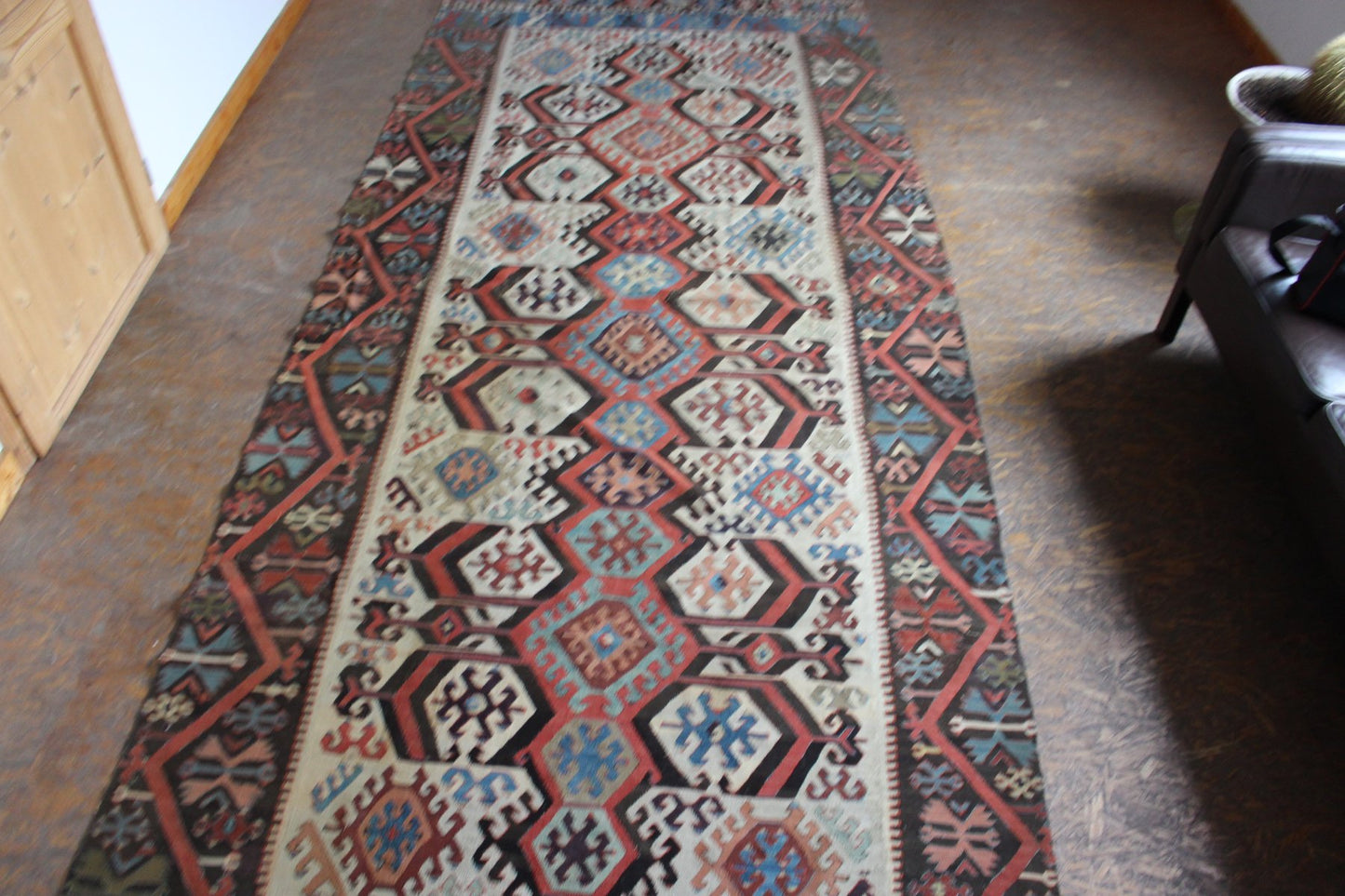 Antique Hand Woven Anatolian Multi Colored Kilim Rug