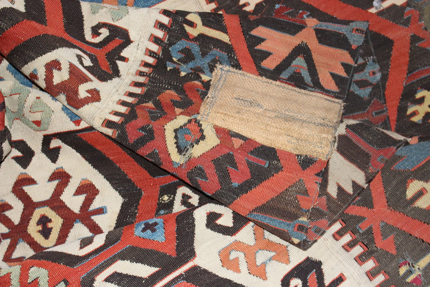 Antique Hand Woven Anatolian Multi Colored Kilim Rug