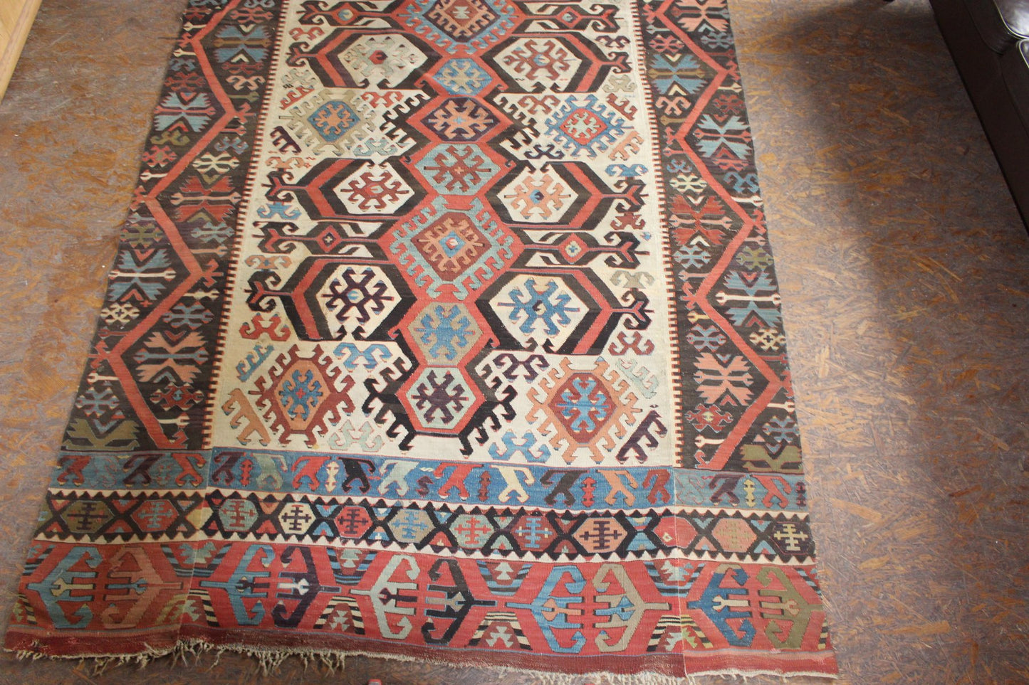 Antique Hand Woven Anatolian Multi Colored Kilim Rug