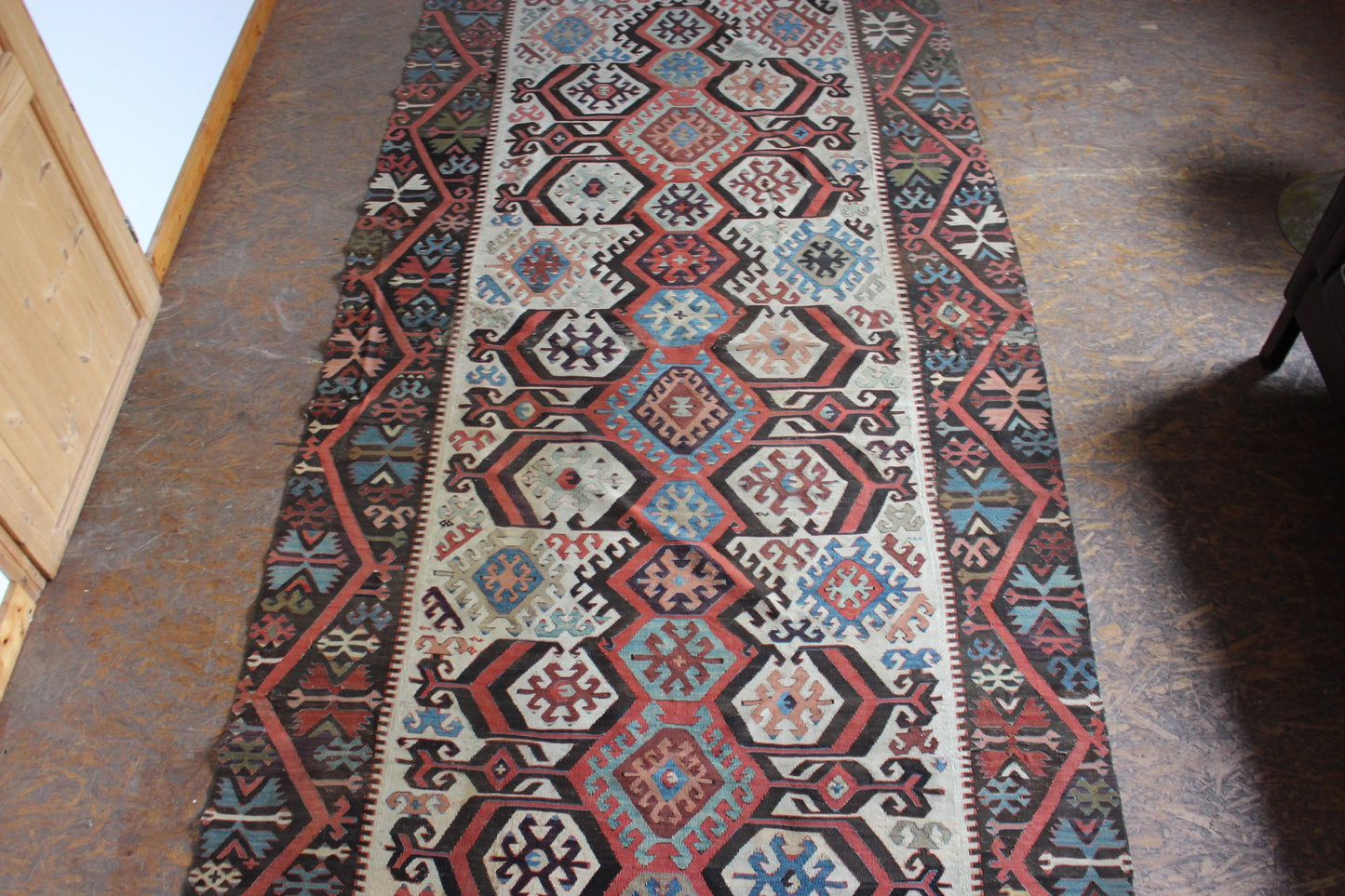 Antique Hand Woven Anatolian Multi Colored Kilim Rug