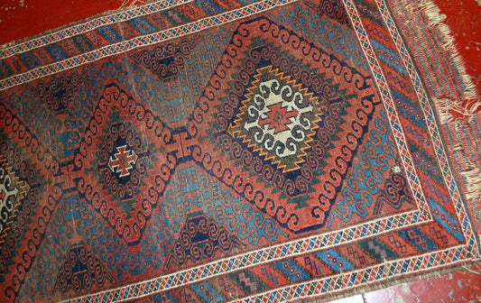 Antique Handmade Afghan Baluch Rug, 1900s