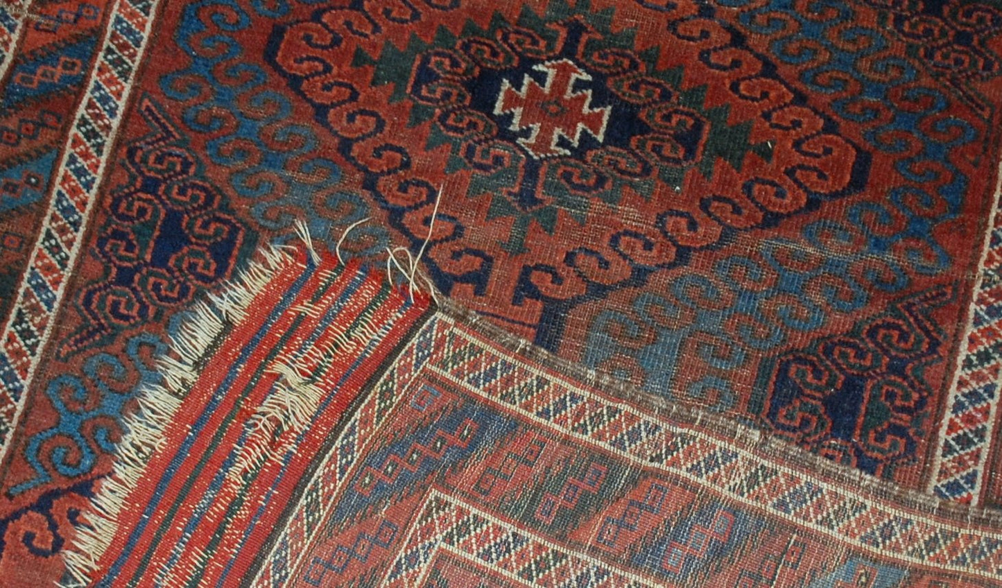 Antique Handmade Afghan Baluch Rug, 1900s