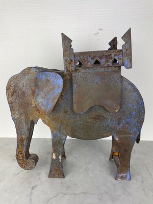 Antique Handmade Decorative Steel Elephant, 1920s-WQJ-1382832