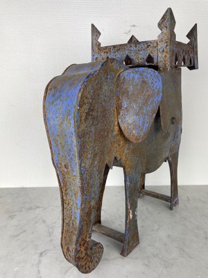 Antique Handmade Decorative Steel Elephant, 1920s-WQJ-1382832