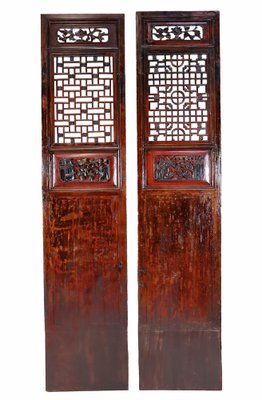 Antique Handmade Handcarved Sliding Door Panels, Japan, 1920s, Set of 2-UZN-1804367