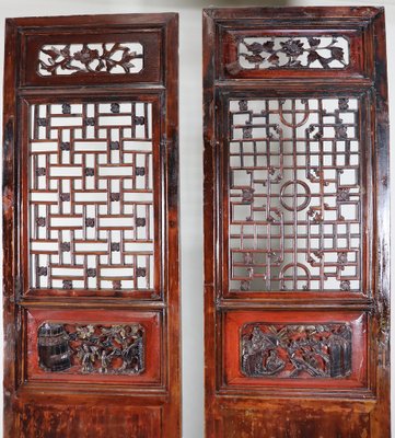 Antique Handmade Handcarved Sliding Door Panels, Japan, 1920s, Set of 2-UZN-1804367