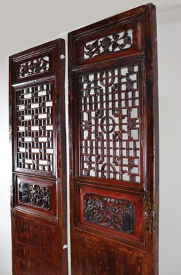 Antique Handmade Handcarved Sliding Door Panels, Japan, 1920s, Set of 2-UZN-1804367