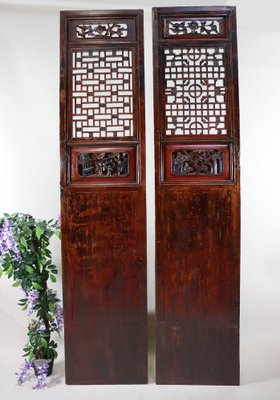 Antique Handmade Handcarved Sliding Door Panels, Japan, 1920s, Set of 2-UZN-1804367