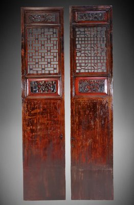 Antique Handmade Handcarved Sliding Door Panels, Japan, 1920s, Set of 2-UZN-1804367