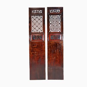 Antique Handmade Handcarved Sliding Door Panels, Japan, 1920s, Set of 2-UZN-1804367